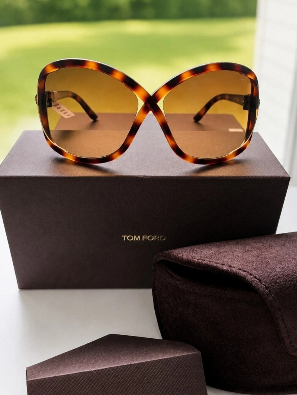 Tom Ford Bettina FT1068 52F Dark Havana Oversized Sunglasses NWT